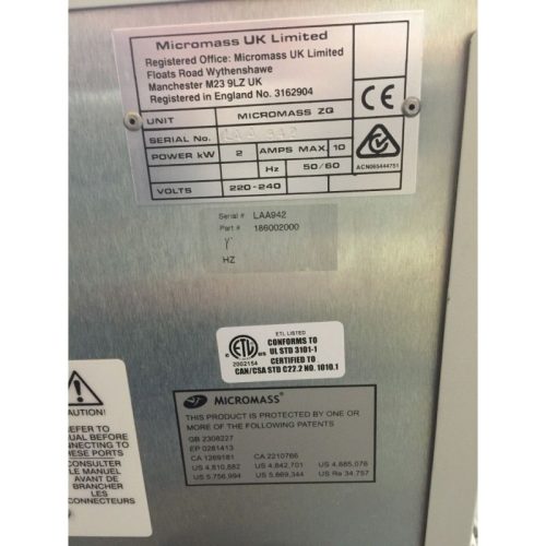 Water Micromass ZQ 2000 Spectrophotometer