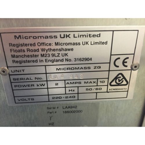 Water Micromass ZQ 2000 Spectrophotometer